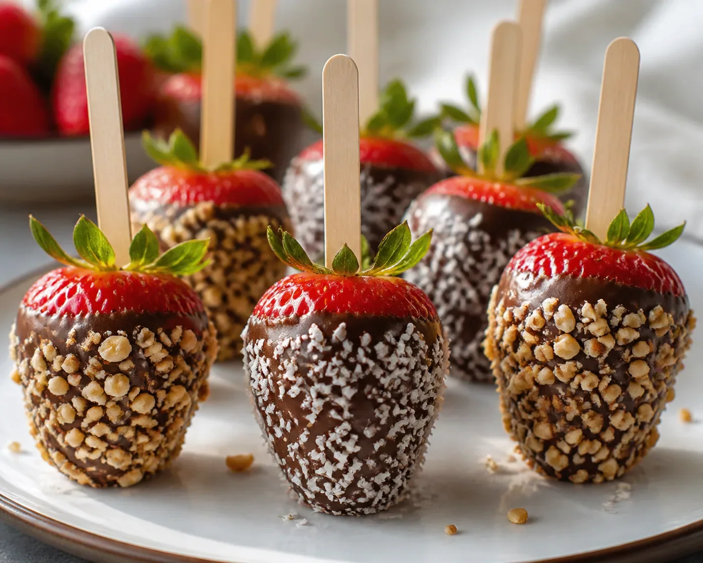 Fresas Bañadas en Chocolate con Palito