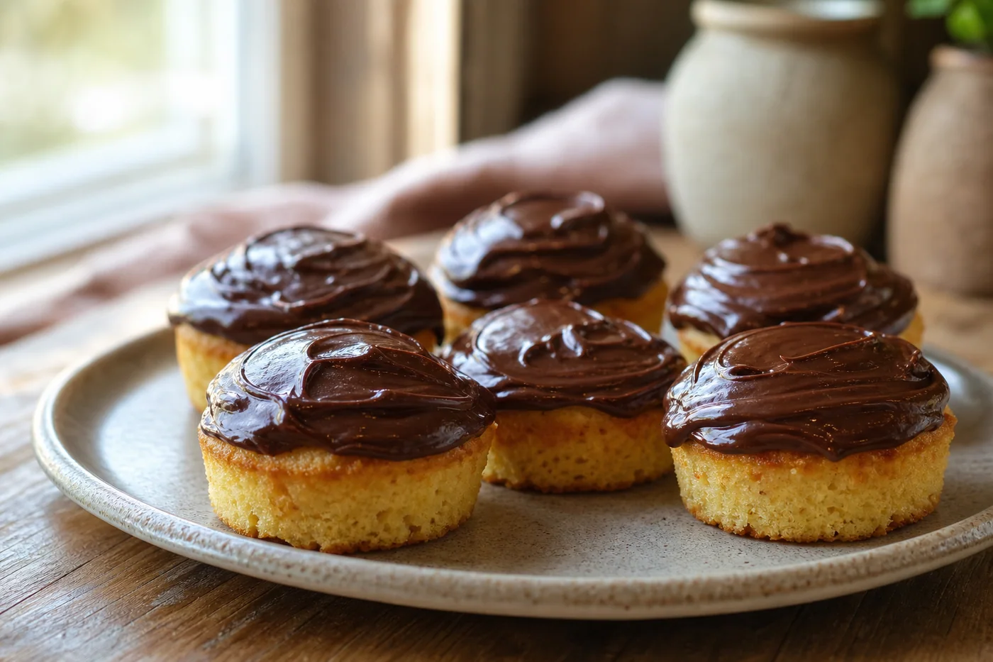 Cupcakes de vainilla con glaseado de chocolate