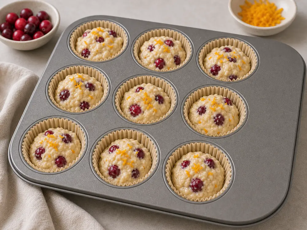 Imagen de preparación del paso 10 para muffins de arándano y naranja sin gluten