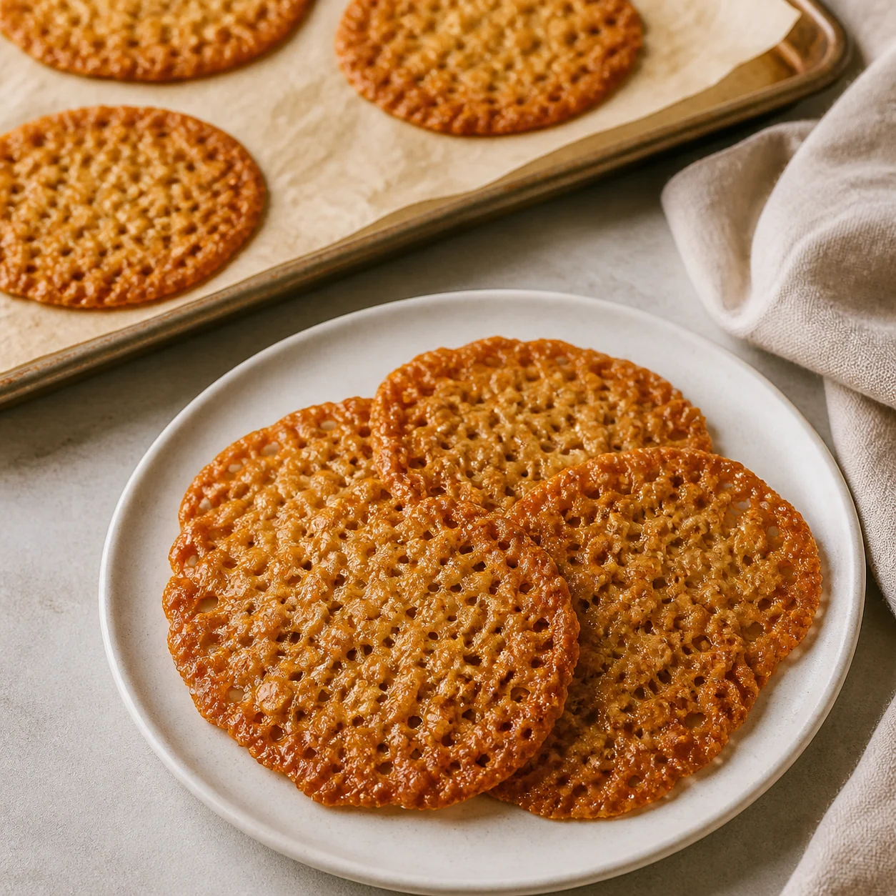 Finished homemade dish: Crispy Lace Cookies