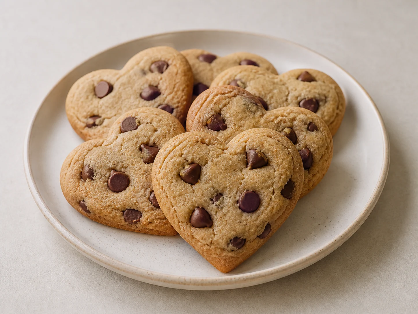 Finished homemade dish: Heart-Shaped Chocolate Chip Cookies