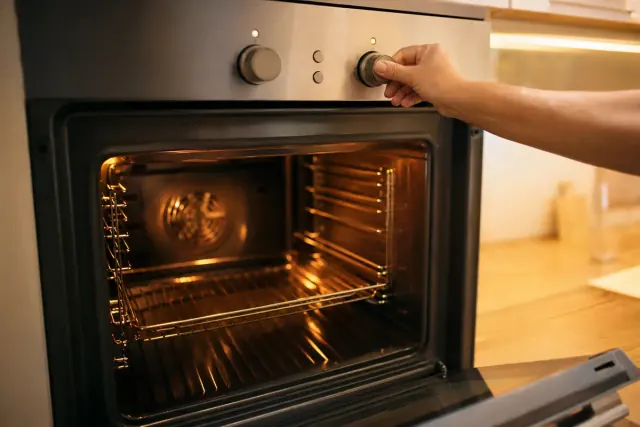 Empty oven preheating before baking