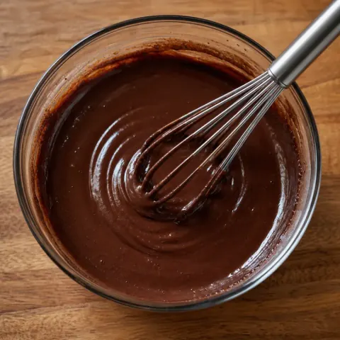 Cacao y leche mezclados en una mezcla de chocolate suave