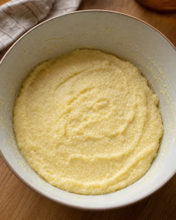 Masa lisa de sémola para albóndigas en un bol