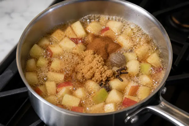 Paso 1 de preparación: Puré de manzana casero con trozos suaves de manzana