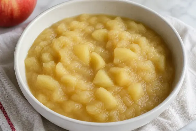 Paso 3 de preparación: Puré de manzana casero con trozos suaves de manzana