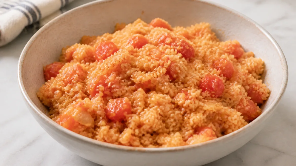 Paso 4 para hacer panqueques crujientes de cuscús con tomate y cebolla