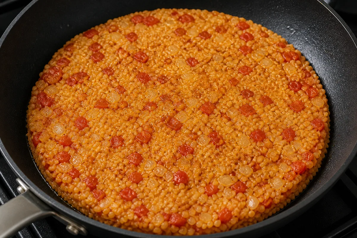 Imagen de preparación del paso 5 para Tortita Crujiente de Cuscús con Tomate y Cebolla