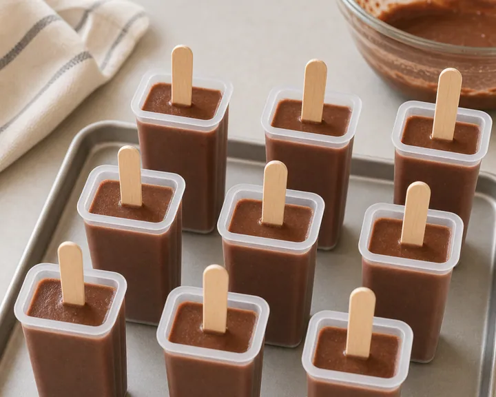 Paso 3 imagen de preparación de paletas de cacao y leche de coco