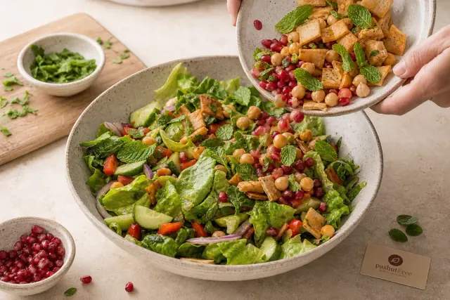 Nueva imagen de preparación de ensalada fattoush, paso 4