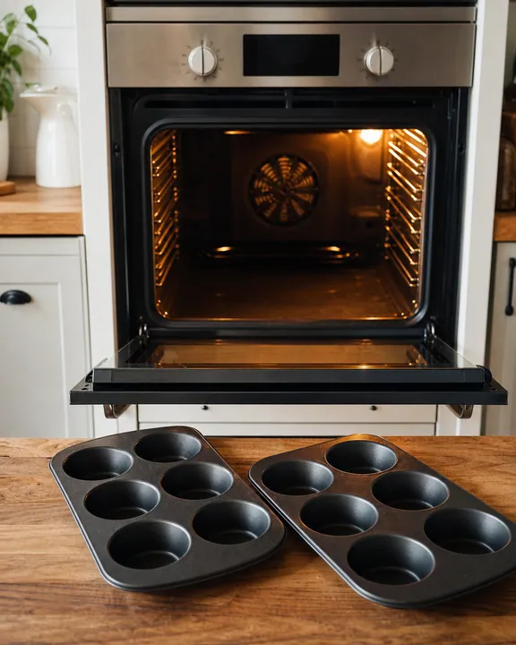 Latas de pudín de Yorkshire y calentadas al horno listas para una comida