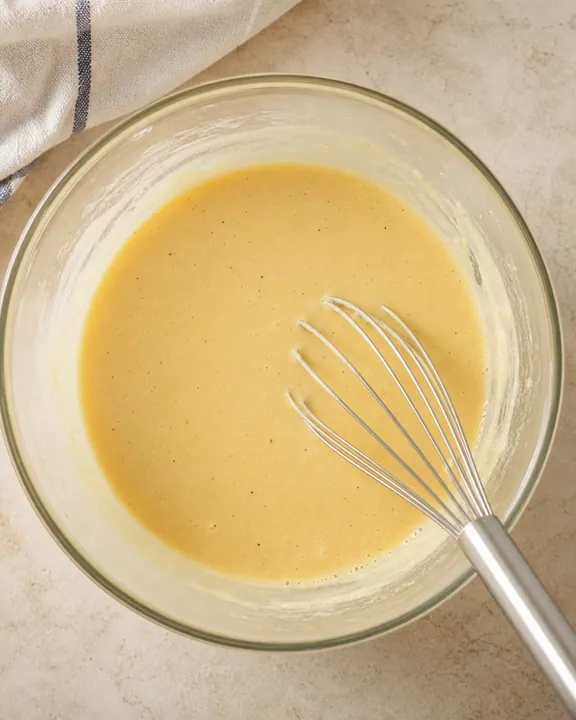 La masa del pudín de Yorkshire queda suave y picante después de agregar leche