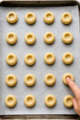 יצירת שקעים בעוגיות לפני המילוי