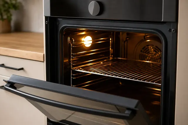 Un horno doméstico precalentado listo para hornear