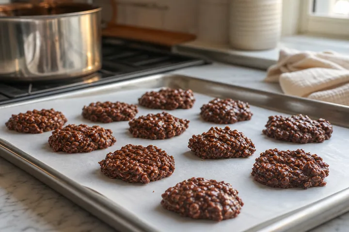Las galletas sin hornear se refrigeran hasta que cuajen.