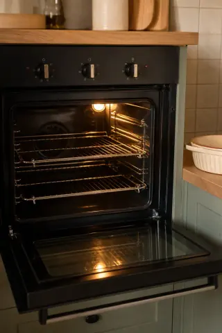 Un horno doméstico precalentado listo para hornear