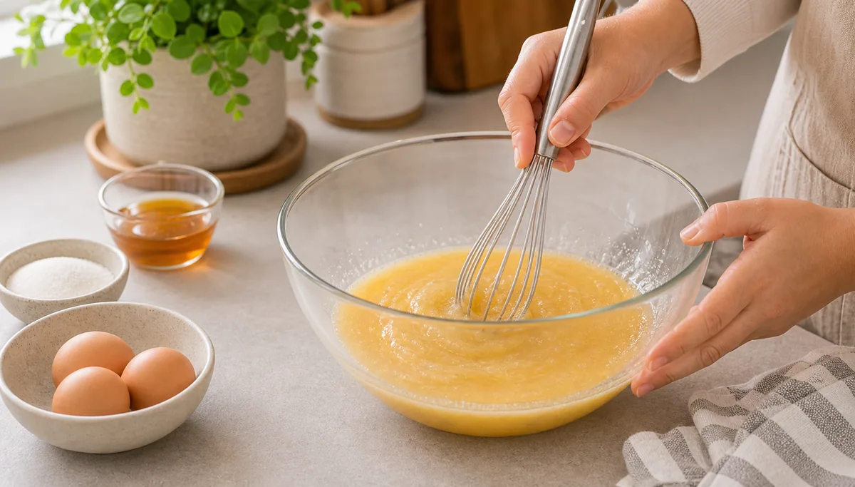 Step 4: Image of making Japanese pancakes with red bean filling.